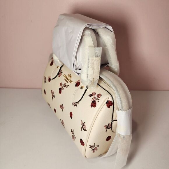 NWT COACH CU272 Rowan Satchel Ladybug Floral Print Crossbody Bag Chalk - Picture 4 of 6
